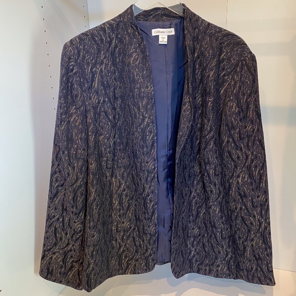 Coldwater Creek | Purple Shimmer Jacquard Blazer 2 - Picture 1 of 8